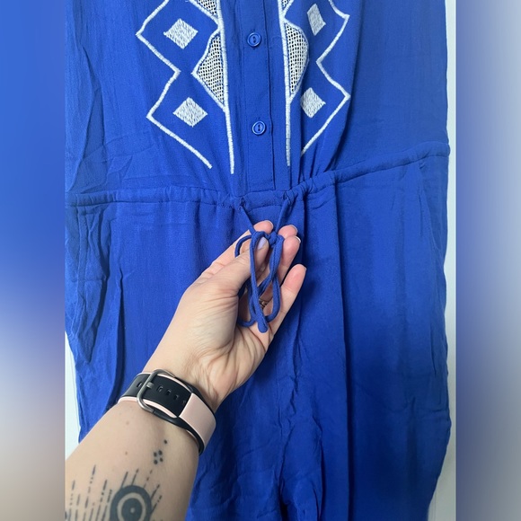 Blue jumpsuit with white embroidery size medium item 07-11 - Picture 6 of 13